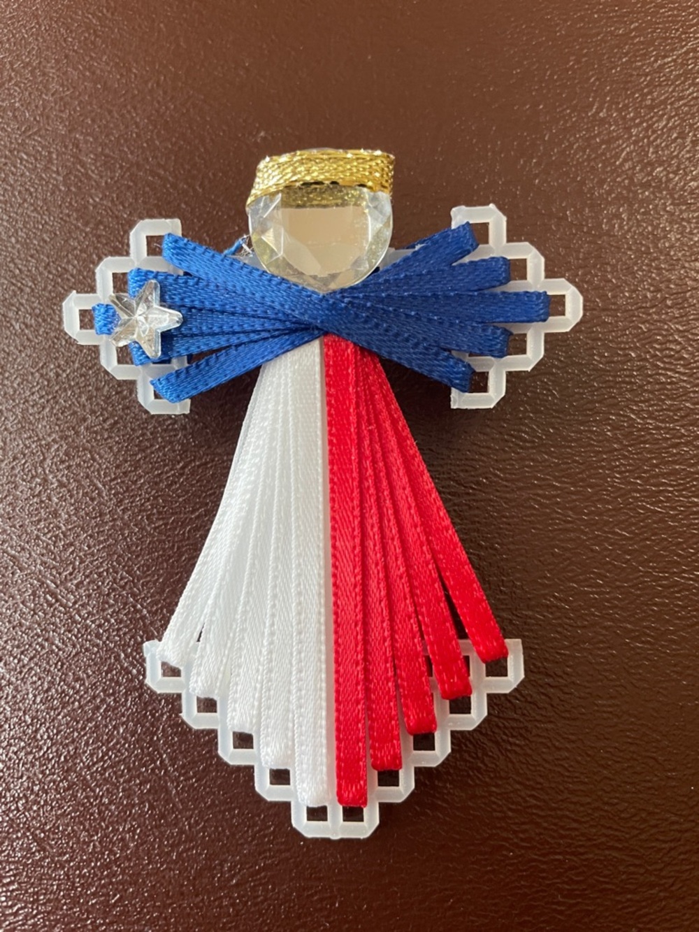 Patriotic Angel Handmade Pin Red White And Blue